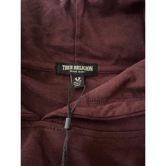 True Religion Logo Crop Woman Hoody Dark Burgundy Xl Style#206667 Cotton/Rayon - Picture 8 of 9